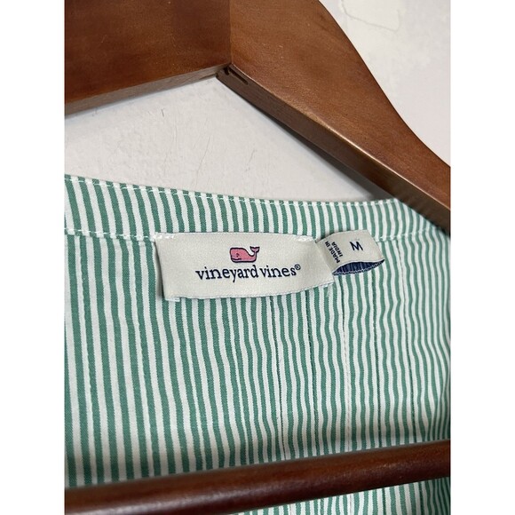 Vineyard Vines womens medium green white striped long sleeve top blouse - Picture 6 of 7